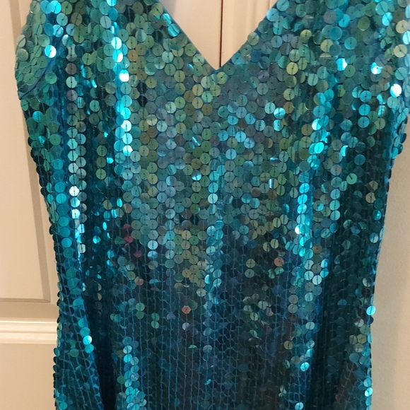 Macy's Teal Sequin Mini Dress - Picture 2 of 3